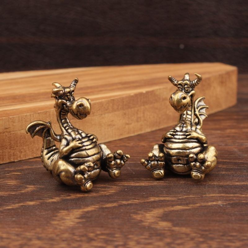 Vintage Cartoon Collectible - Cute Brass Dragon Figurines Vintage Cartoon