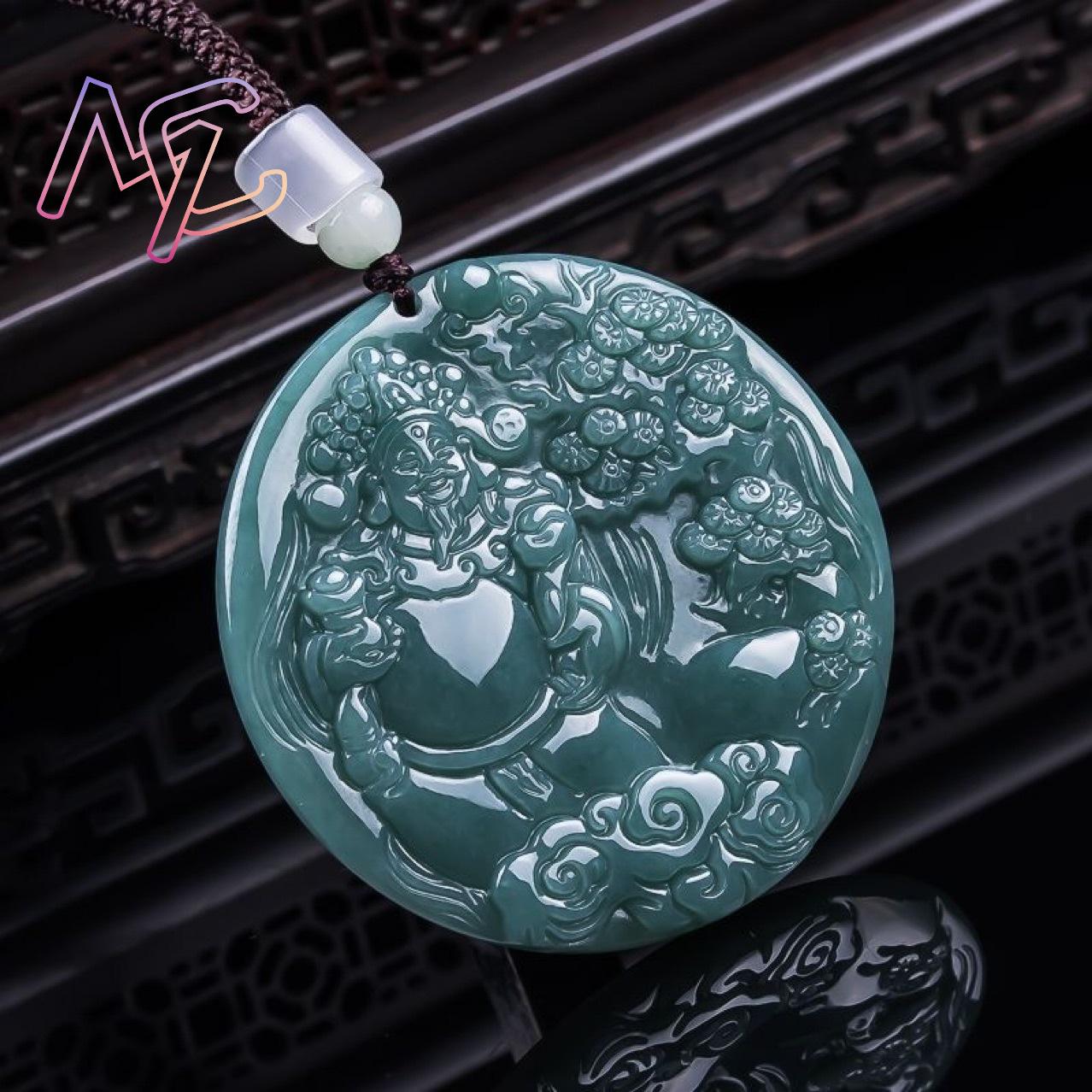 Burmese Jadeite God of Wealth  - đánh giá và giá Vintage Necklace