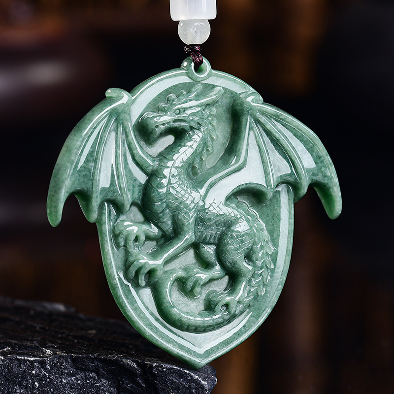 Natural Burmese Jadeite Dragon - đánh giá và giá Vintage Necklace