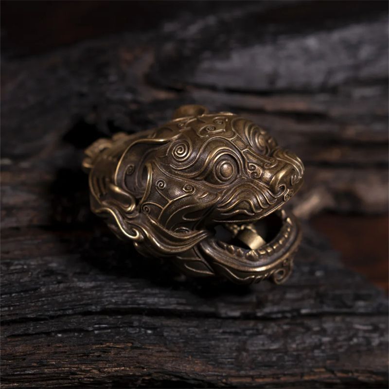 Solid Brass Tiger Head Bell Sm - đánh giá và giá Vintage Collectible Bells